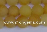 CYJ604 15.5 inches 12mm round matte yellow jade beads wholesale