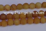 CYJ610 15.5 inches 4mm round matte yellow jade beads wholesale