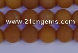 CYJ612 15.5 inches 8mm round matte yellow jade beads wholesale