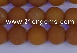 CYJ613 15.5 inches 10mm round matte yellow jade beads wholesale