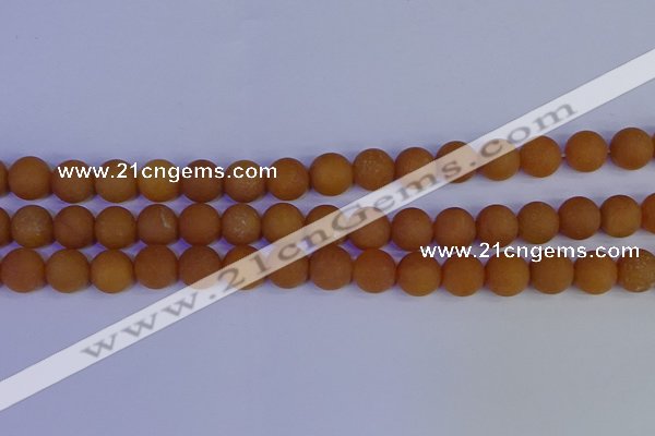 CYJ613 15.5 inches 10mm round matte yellow jade beads wholesale