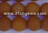 CYJ615 15.5 inches 14mm round matte yellow jade beads wholesale