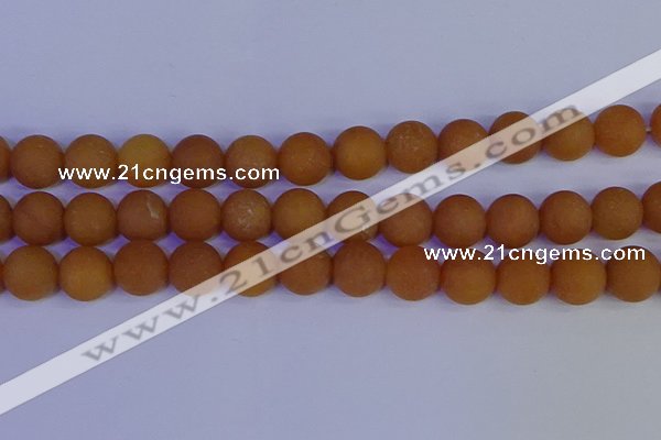 CYJ615 15.5 inches 14mm round matte yellow jade beads wholesale