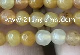 CYJ630 15.5 inches 4mm faceted round yellow jade beads wholesale