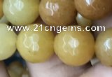 CYJ633 15.5 inches 10mm faceted round yellow jade beads wholesale