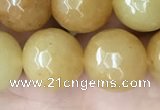 CYJ634 15.5 inches 12mm faceted round yellow jade beads wholesale