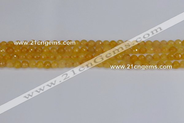 CYJ638 15.5 inches 4mm faceted round yellow jade beads wholesale