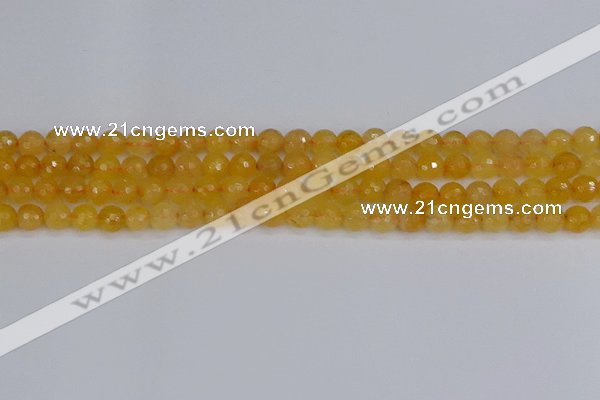 CYJ639 15.5 inches 6mm faceted round yellow jade beads wholesale