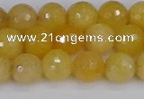 CYJ640 15.5 inches 8mm faceted round yellow jade beads wholesale