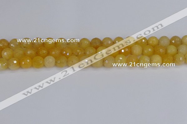 CYJ641 15.5 inches 10mm faceted round yellow jade beads wholesale