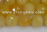 CYJ642 15.5 inches 12mm faceted round yellow jade beads wholesale