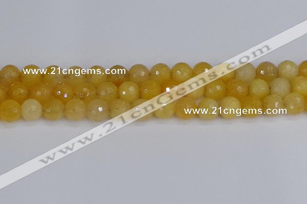 CYJ642 15.5 inches 12mm faceted round yellow jade beads wholesale