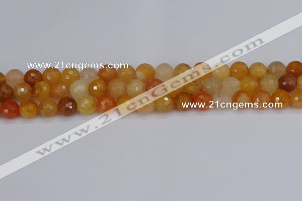 CYJ648 15.5 inches 10mm faceted round mixed yellow jade beads