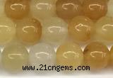 CYJ655 15 inches 4mm round yellow jade beads