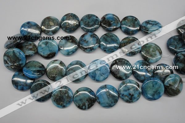 CYQ75 15.5 inches 25mm flat round dyed pyrite quartz beads wholesale