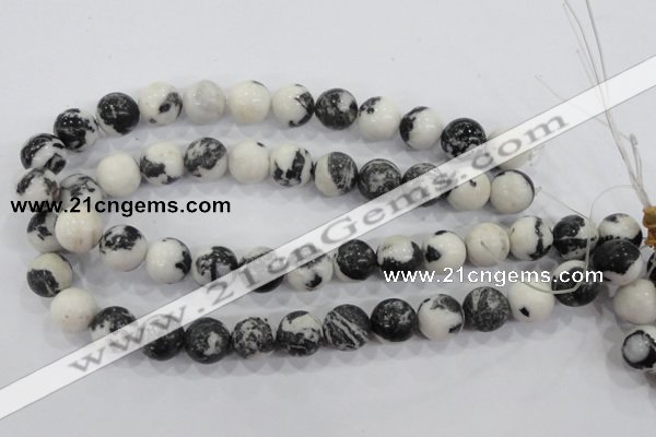 CZJ206 15.5 inches 14mm round black & white zebra jasper beads