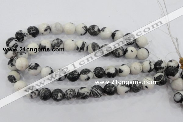 CZJ207 15.5 inches 16mm round black & white zebra jasper beads