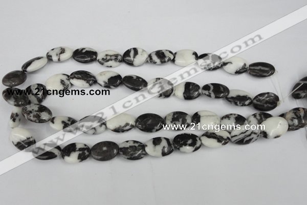 CZJ220 15.5 inches 13*18mm oval black & white zebra jasper beads