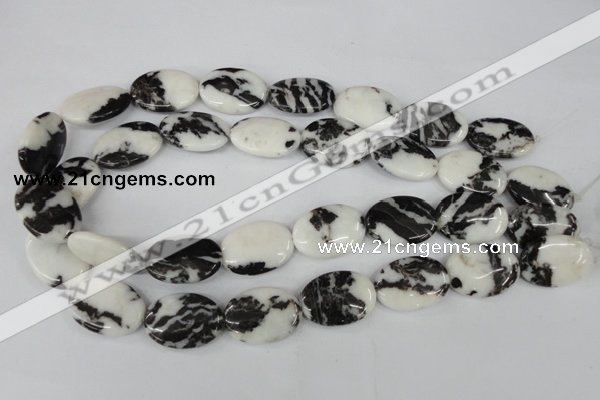 CZJ221 15.5 inches 18*25mm oval black & white zebra jasper beads