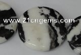 CZJ225 15.5 inches 35mm flat round black & white zebra jasper beads