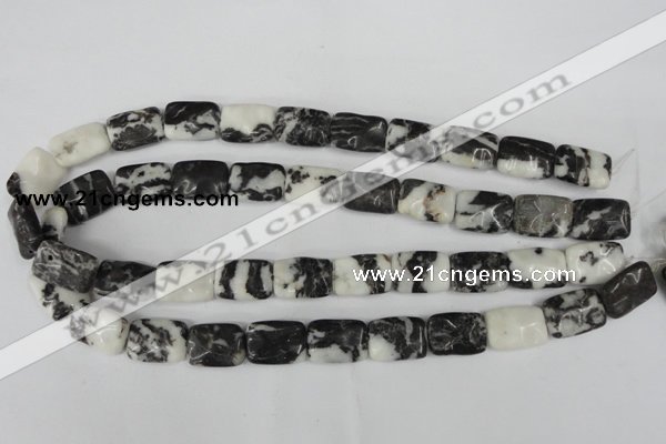 CZJ226 15.5 inches 13*18mm rectangle black & white zebra jasper beads