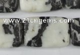 CZJ228 15.5 inches 20*30mm rectangle black & white zebra jasper beads