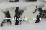 CZJ229 15.5 inches 20*20mm cross black & white zebra jasper beads