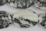 CZJ232 25*35mm carved oval black & white zebra jasper beads