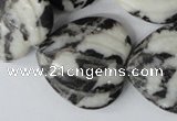 CZJ233 30*30mm carved heart black & white zebra jasper beads