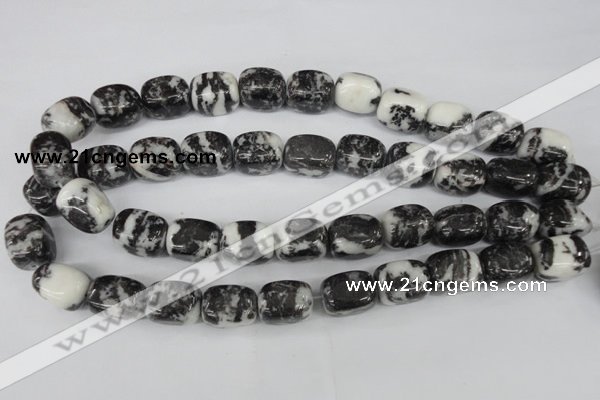 CZJ235 15.5 inches 13*18mm nugget black & white zebra jasper beads