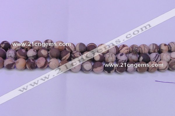 CZJ263 15.5 inches 10mm round matte zebra jasper beads