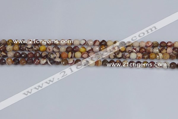 CZJ278 15.5 inches 4mm faceted round zebra jasper beads