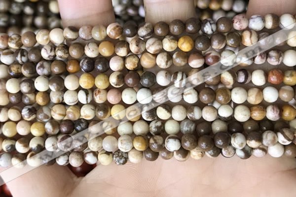 CZJ290 15.5 inches 4mm round brown zebra jasper beads wholesale