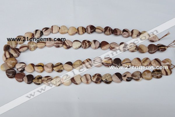 CZJ351 15.5 inches 12*12mm heart zebra jasper beads wholesale