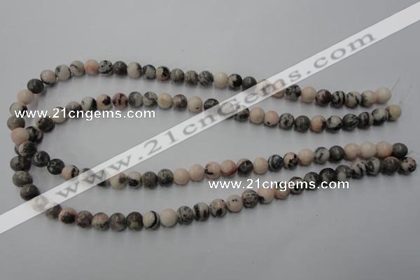 CZJ402 15.5 inches 8mm round pink zebra jasper beads wholesale