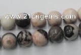 CZJ405 15.5 inches 14mm round pink zebra jasper beads wholesale