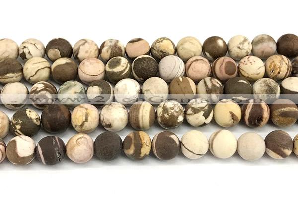 CZJ443 15 inches 10mm round matte Australian zebra jasper beads