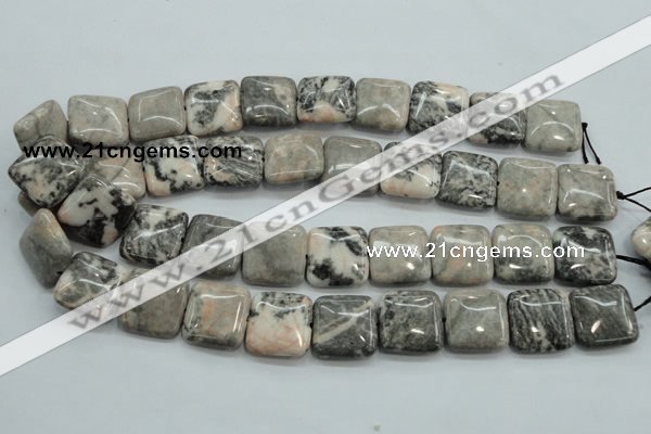 CZJ51 16 inches 20*20mm square zebra jasper gemstone beads wholesale