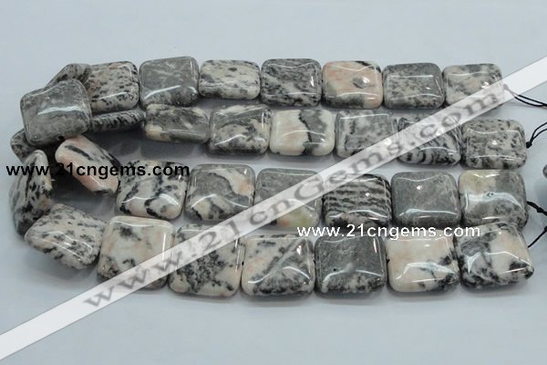 CZJ52 16 inches 25*25mm square zebra jasper gemstone beads wholesale