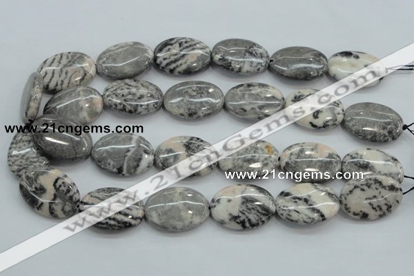 CZJ54 16 inches 22*30mm oval zebra jasper gemstone beads wholesale