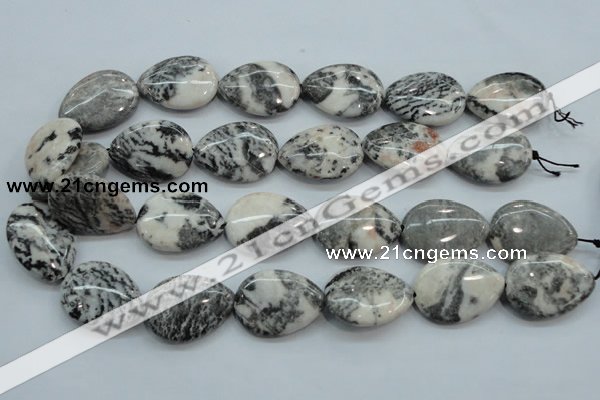 CZJ55 16 inches 22*30mm teardrop zebra jasper gemstone beads wholesale