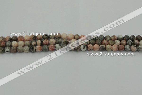 CZJ550 15.5 inches 4mm round pink zebra jasper beads wholesale