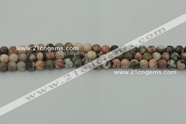 CZJ551 15.5 inches 6mm round pink zebra jasper beads wholesale