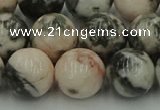 CZJ555 15.5 inches 14mm round pink zebra jasper beads wholesale