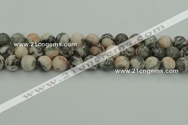 CZJ555 15.5 inches 14mm round pink zebra jasper beads wholesale