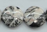 CZJ56 16 inches 25mm flat round zebra jasper gemstone beads wholesale