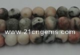 CZJ560 15.5 inches 4mm round matte pink zebra jasper beads