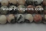 CZJ561 15.5 inches 6mm round matte pink zebra jasper beads