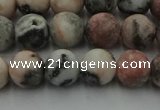 CZJ562 15.5 inches 8mm round matte pink zebra jasper beads