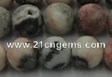 CZJ564 15.5 inches 12mm round matte pink zebra jasper beads